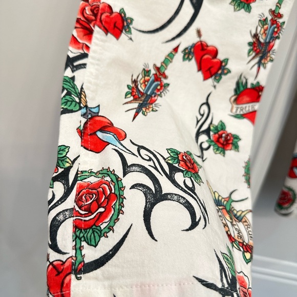 RARE ESCADA TATTOO PRINT PANTS PINUP Y2K EARLY 2000s 38 6/8 EUC VTG - Picture 4 of 9